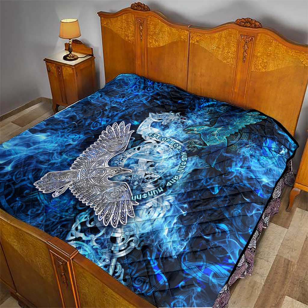 Eye of God Huginn and Muninn Viking Quilt Odin Ravens in Frostflame and Runeflight Style