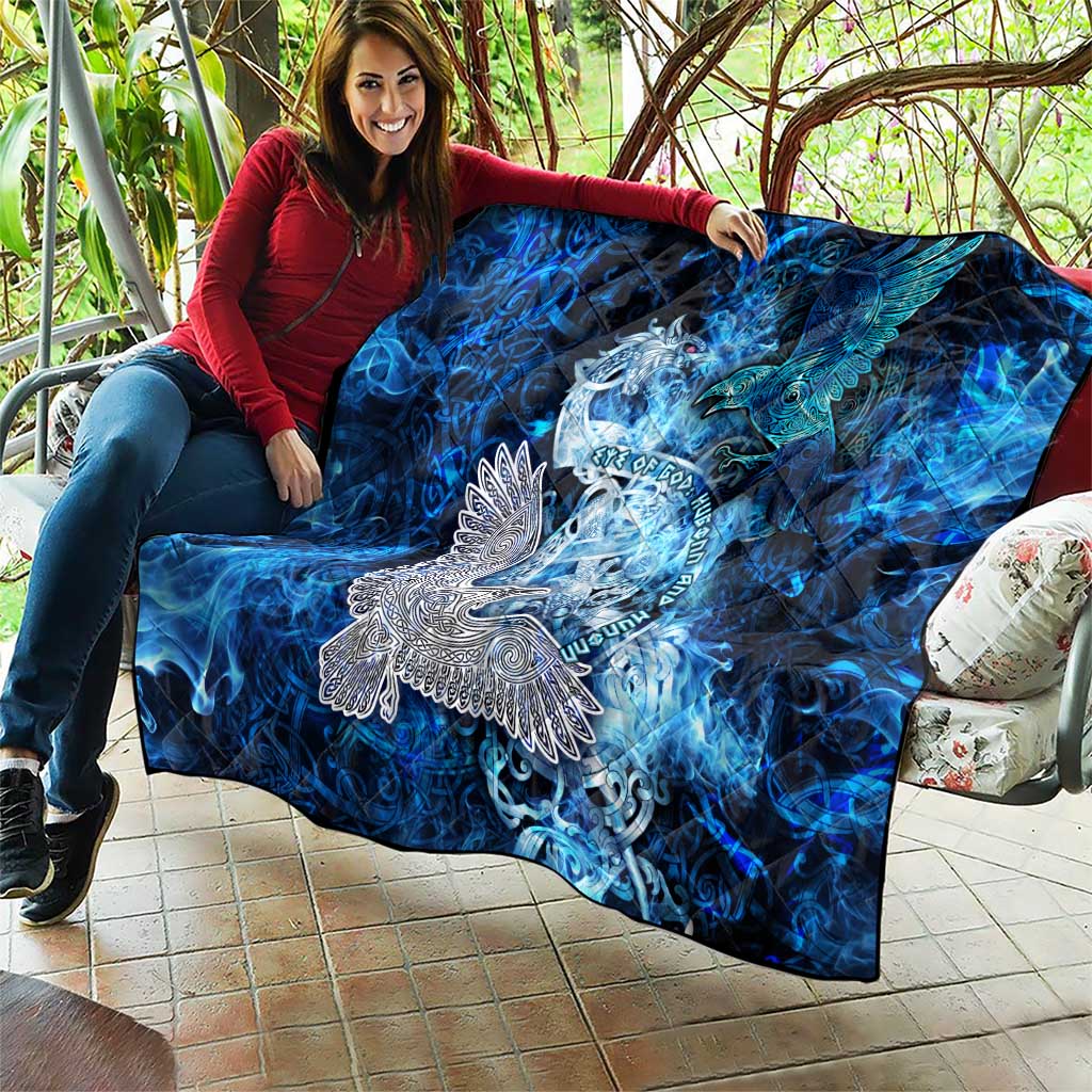 Eye of God Huginn and Muninn Viking Quilt Odin Ravens in Frostflame and Runeflight Style