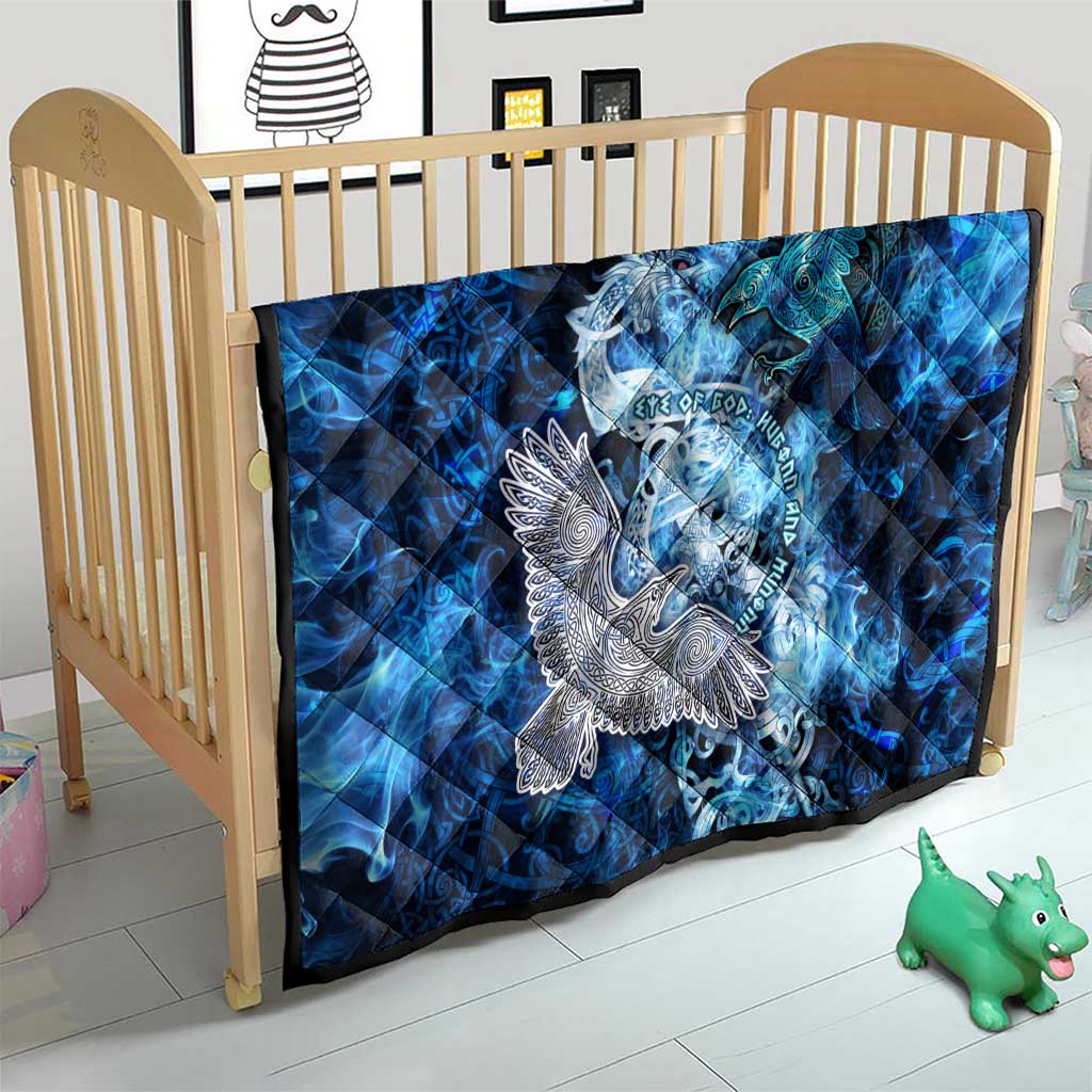 Eye of God Huginn and Muninn Viking Quilt Odin Ravens in Frostflame and Runeflight Style