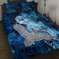 Eye of God Huginn and Muninn Viking Quilt Bed Set Odin Ravens in Frostflame and Runeflight Style