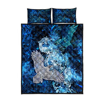 Eye of God Huginn and Muninn Viking Quilt Bed Set Odin Ravens in Frostflame and Runeflight Style
