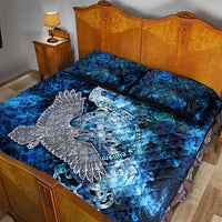Eye of God Huginn and Muninn Viking Quilt Bed Set Odin Ravens in Frostflame and Runeflight Style