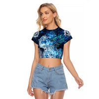 Eye of God Huginn and Muninn Viking Raglan Cropped T Shirt Odin Ravens in Frostflame and Runeflight Style