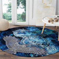 Eye of God Huginn and Muninn Viking Round Carpet Odin Ravens in Frostflame and Runeflight Style