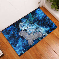 Eye of God Huginn and Muninn Viking Rubber Doormat Odin Ravens in Frostflame and Runeflight Style