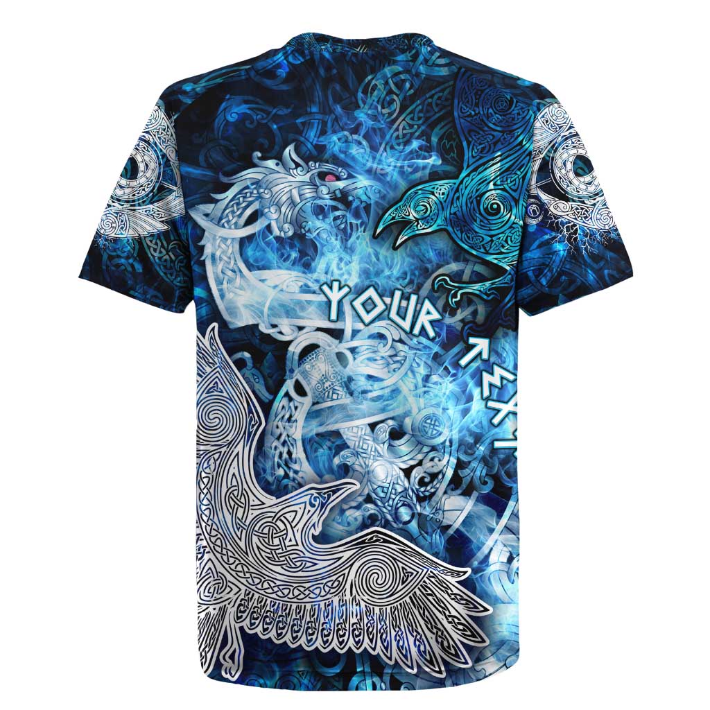 Eye of God Huginn and Muninn Viking Rugby Jersey Odin Ravens in Frostflame and Runeflight Style