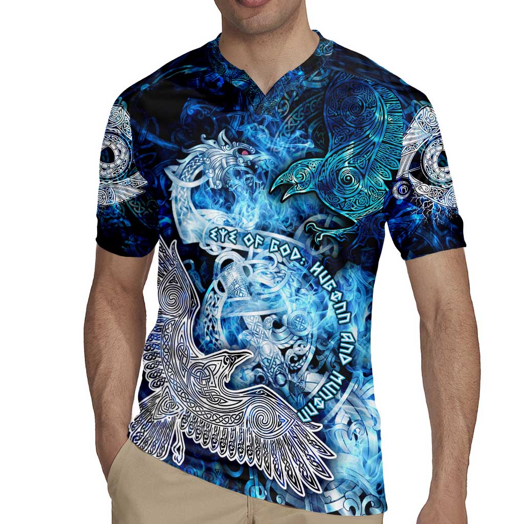 Eye of God Huginn and Muninn Viking Rugby Jersey Odin Ravens in Frostflame and Runeflight Style