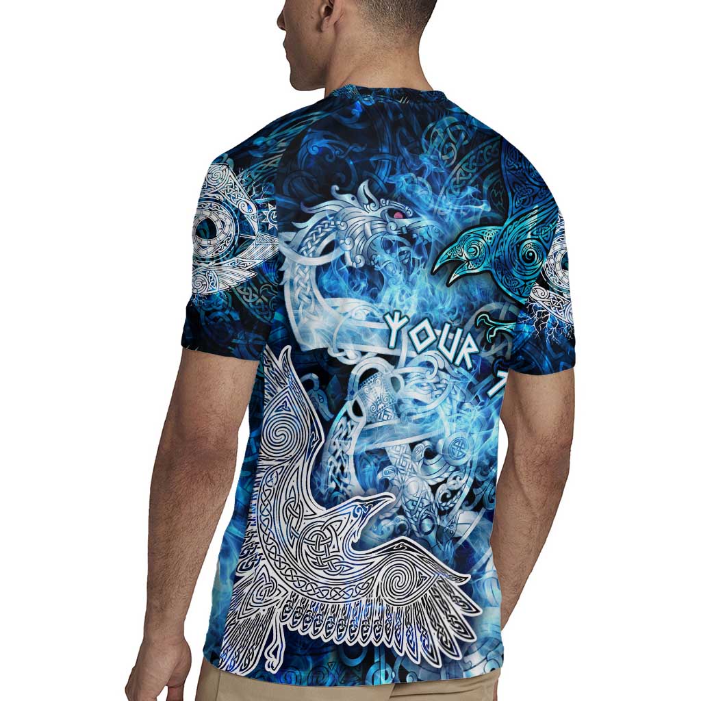 Eye of God Huginn and Muninn Viking Rugby Jersey Odin Ravens in Frostflame and Runeflight Style