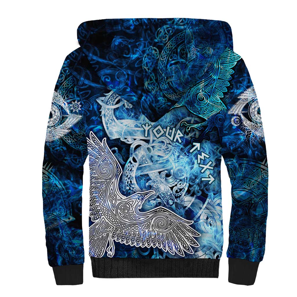 Eye of God Huginn and Muninn Viking Sherpa Hoodie Odin Ravens in Frostflame and Runeflight Style