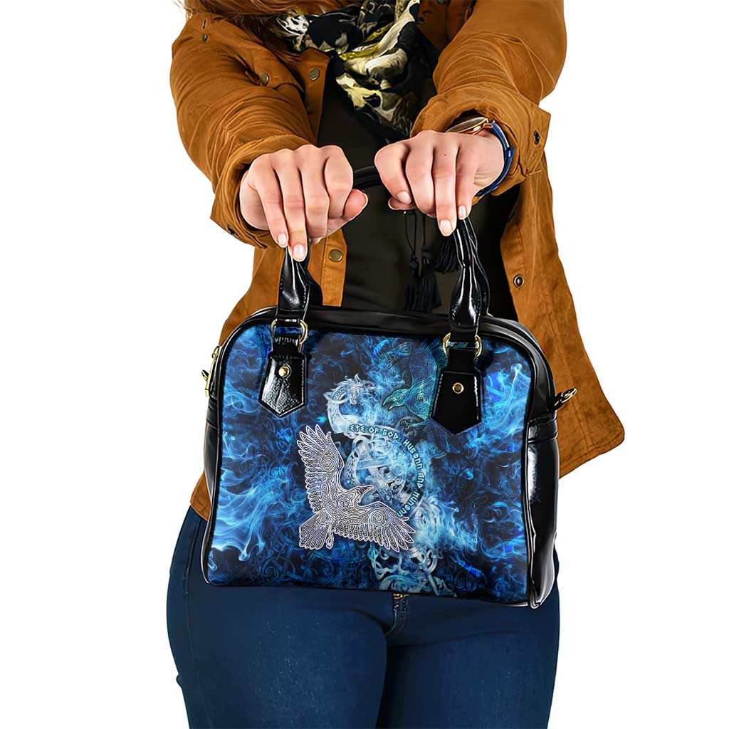 Eye of God Huginn and Muninn Viking Shoulder Handbag Odin Ravens in Frostflame and Runeflight Style