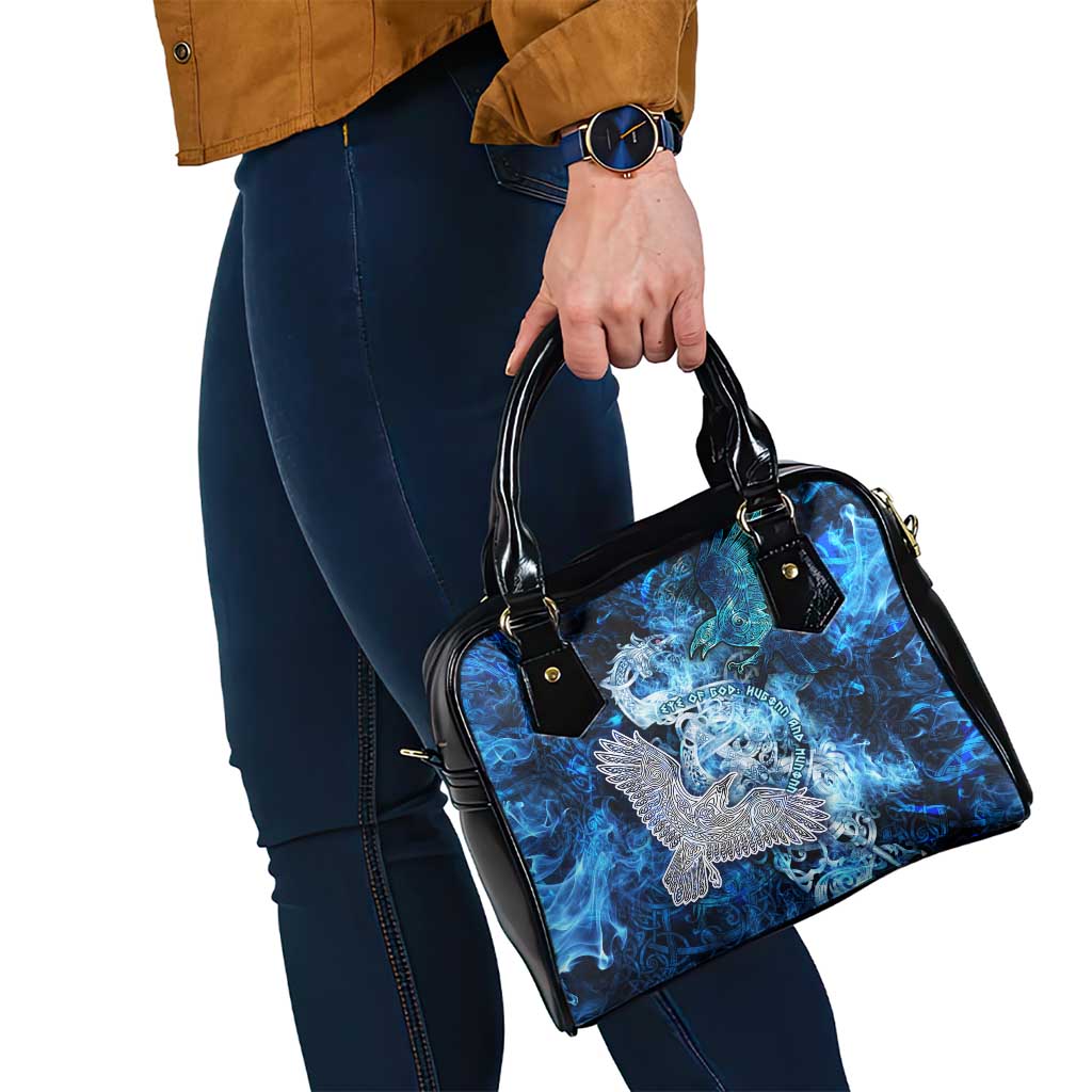 Eye of God Huginn and Muninn Viking Shoulder Handbag Odin Ravens in Frostflame and Runeflight Style