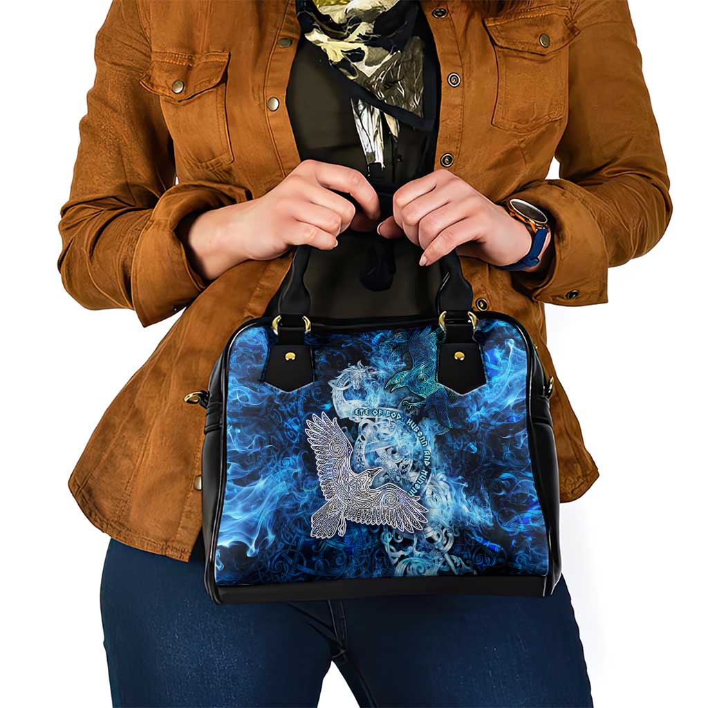Eye of God Huginn and Muninn Viking Shoulder Handbag Odin Ravens in Frostflame and Runeflight Style