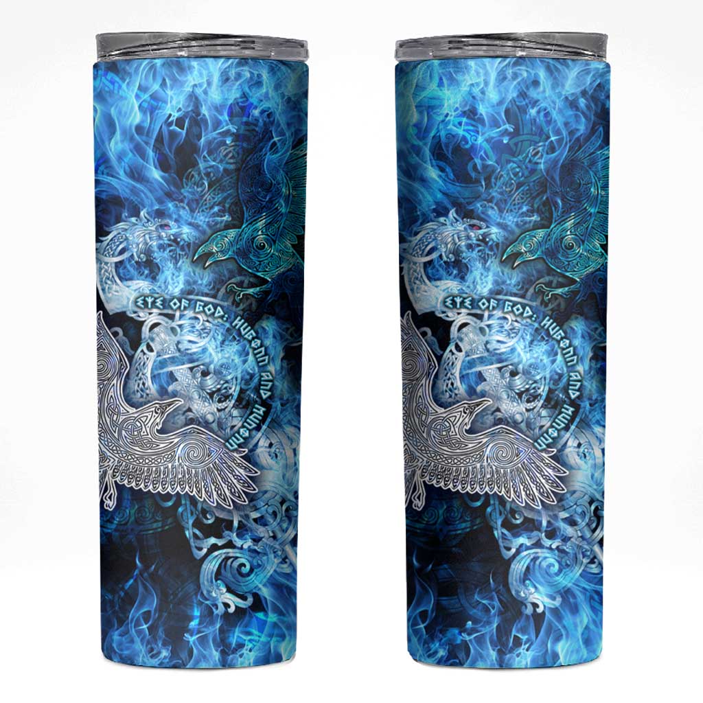 Eye of God Huginn and Muninn Viking Skinny Tumbler Odin Ravens in Frostflame and Runeflight Style