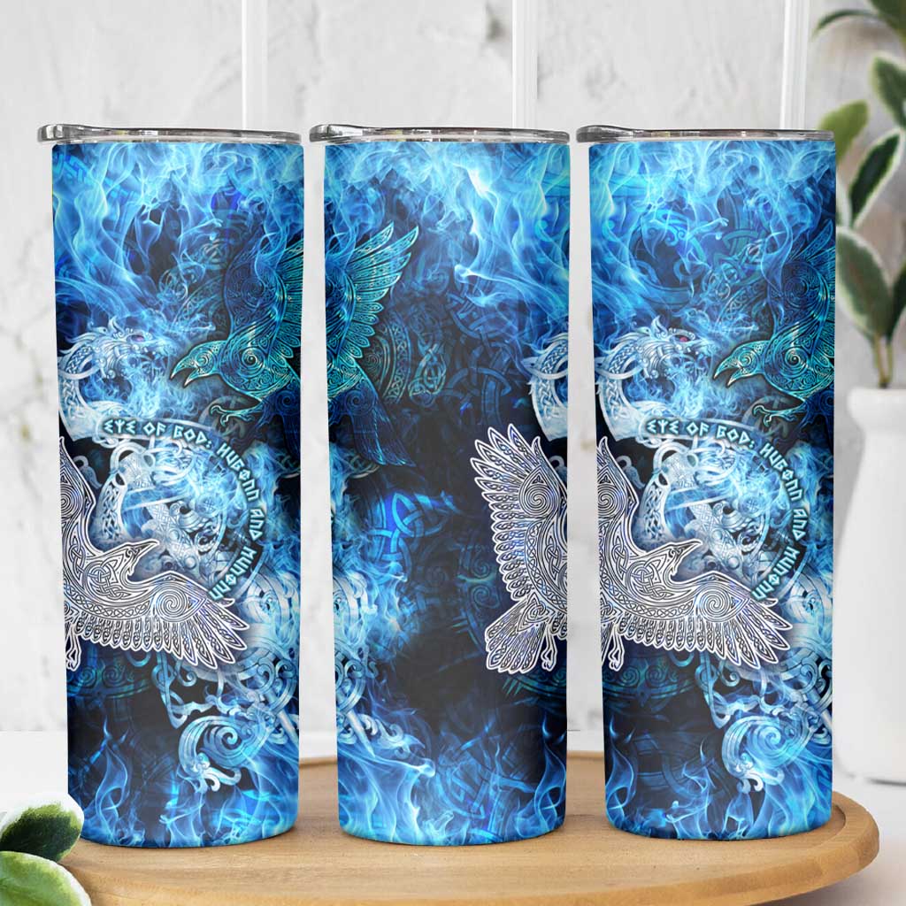 Eye of God Huginn and Muninn Viking Skinny Tumbler Odin Ravens in Frostflame and Runeflight Style