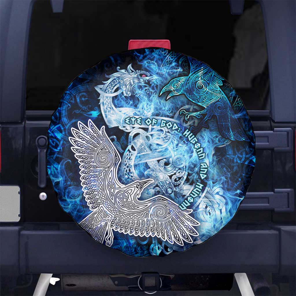 Eye of God Huginn and Muninn Viking Spare Tire Cover Odin Ravens in Frostflame and Runeflight Style