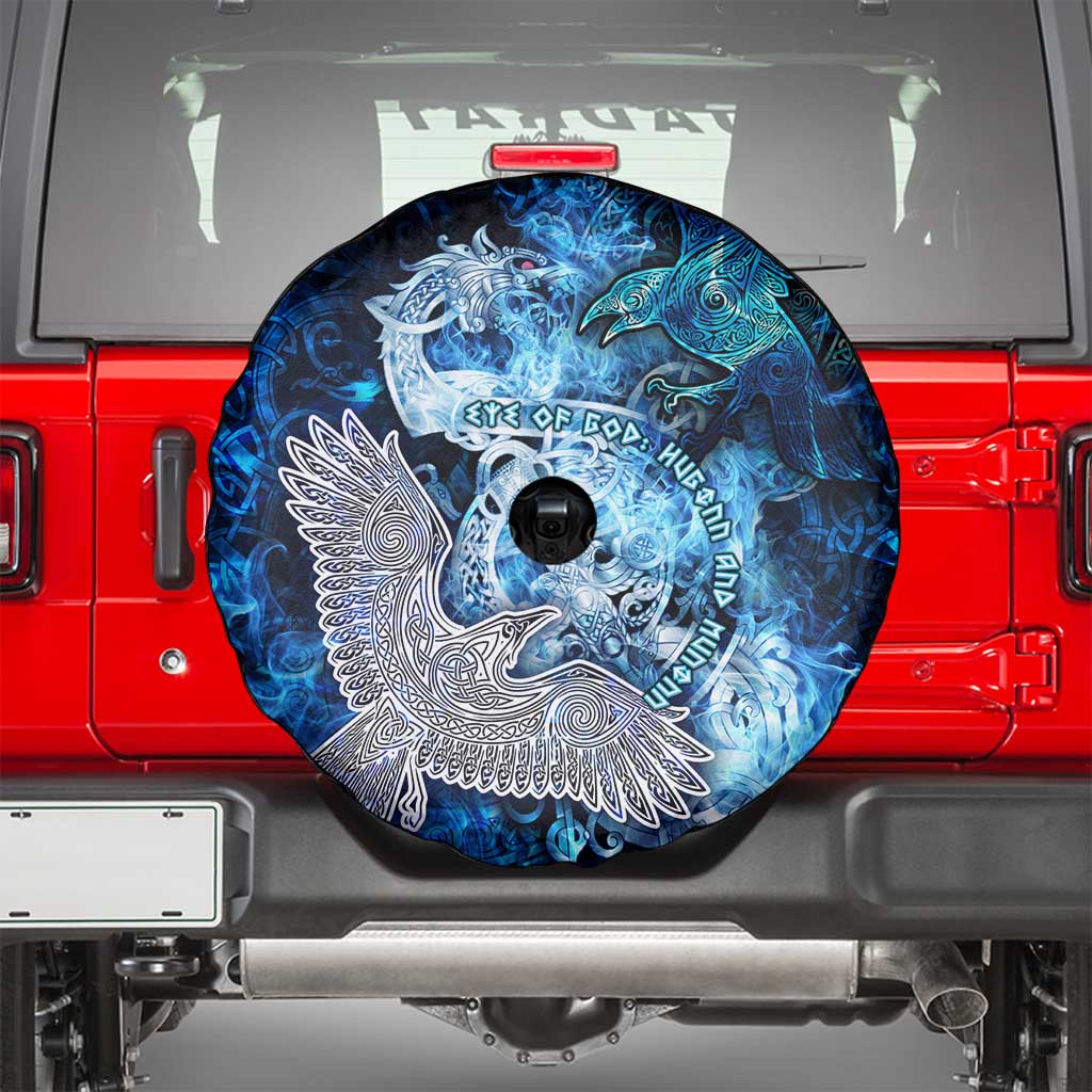 Eye of God Huginn and Muninn Viking Spare Tire Cover Odin Ravens in Frostflame and Runeflight Style