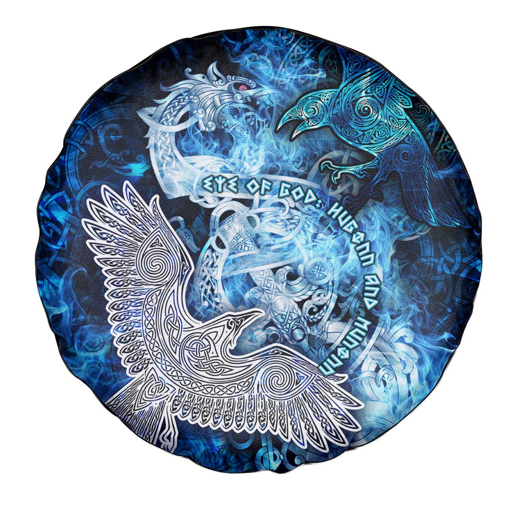 Eye of God Huginn and Muninn Viking Spare Tire Cover Odin Ravens in Frostflame and Runeflight Style