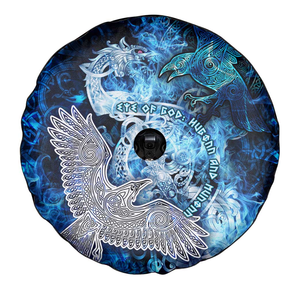 Eye of God Huginn and Muninn Viking Spare Tire Cover Odin Ravens in Frostflame and Runeflight Style