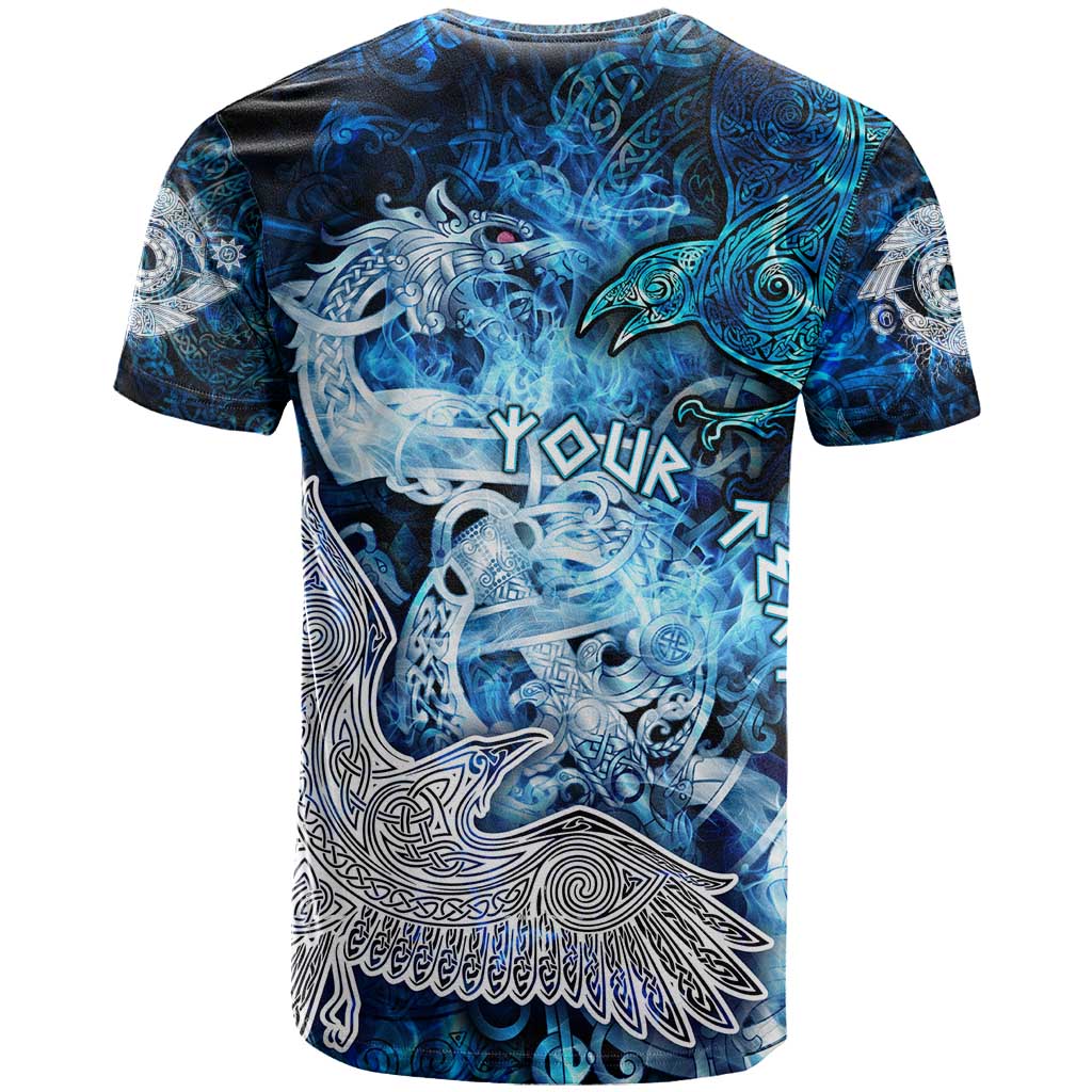 Eye of God Huginn and Muninn Viking T Shirt Odin Ravens in Frostflame and Runeflight Style
