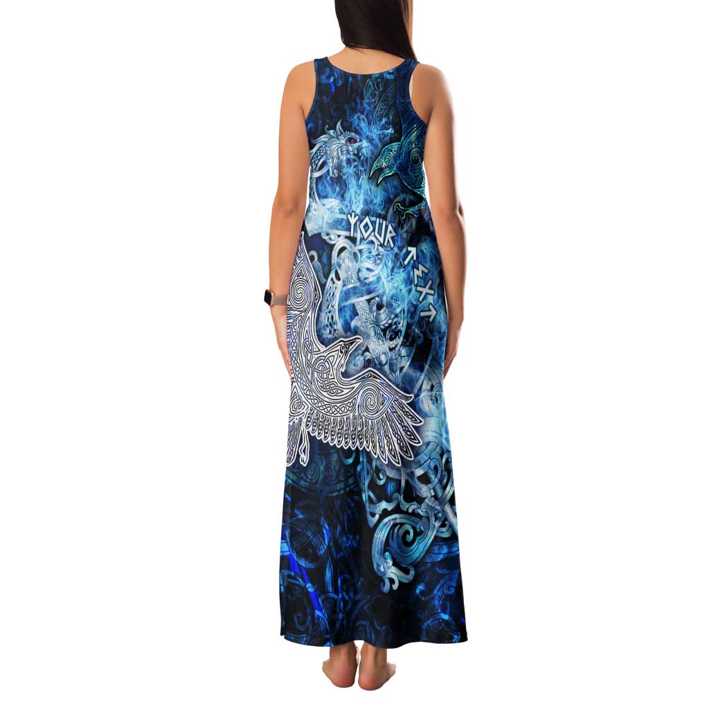 Eye of God Huginn and Muninn Viking Tank Maxi Dress Odin Ravens in Frostflame and Runeflight Style