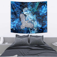 Eye of God Huginn and Muninn Viking Tapestry Odin Ravens in Frostflame and Runeflight Style