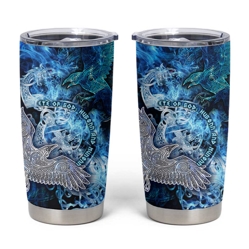 Eye of God Huginn and Muninn Viking Tumbler Cup Odin Ravens in Frostflame and Runeflight Style