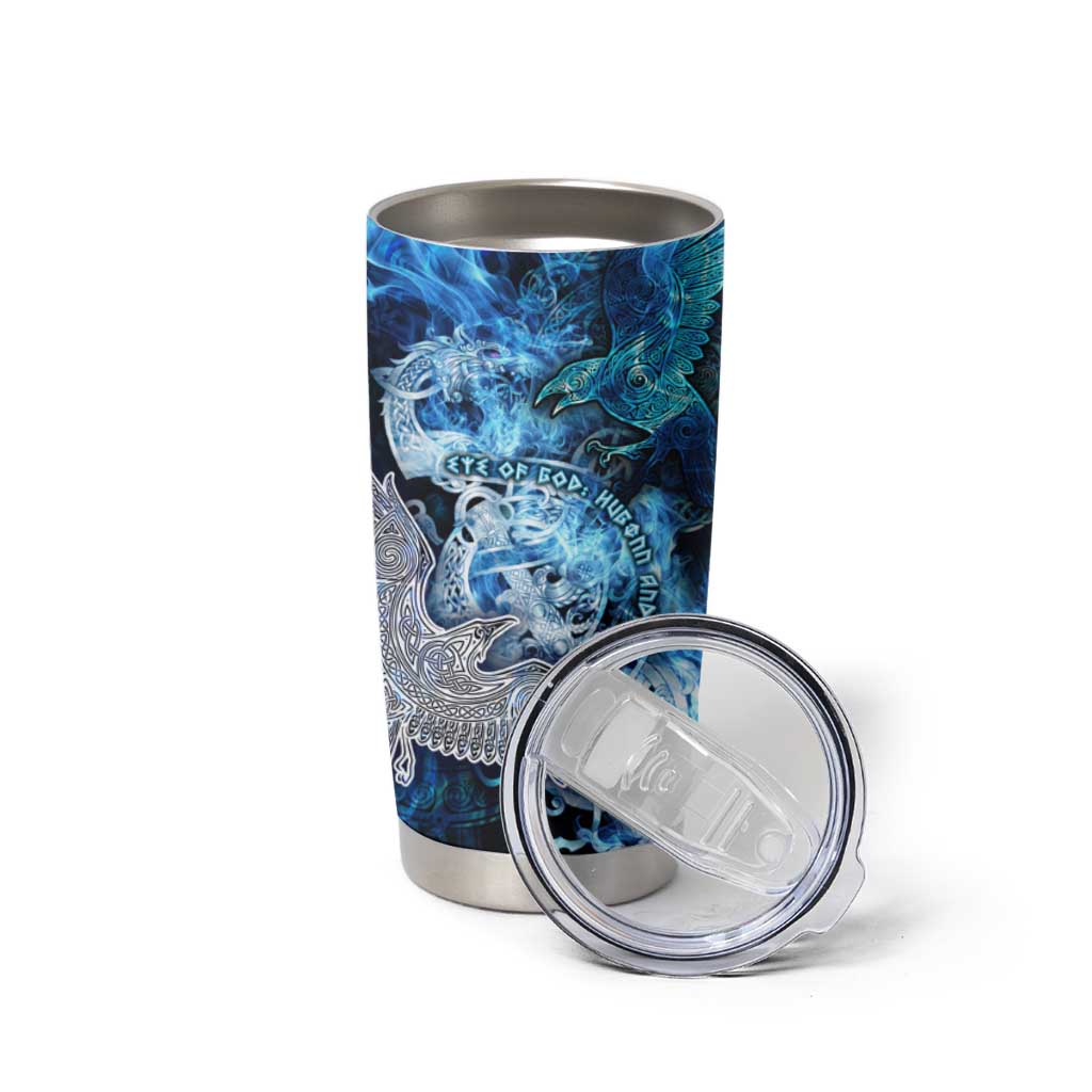 Eye of God Huginn and Muninn Viking Tumbler Cup Odin Ravens in Frostflame and Runeflight Style