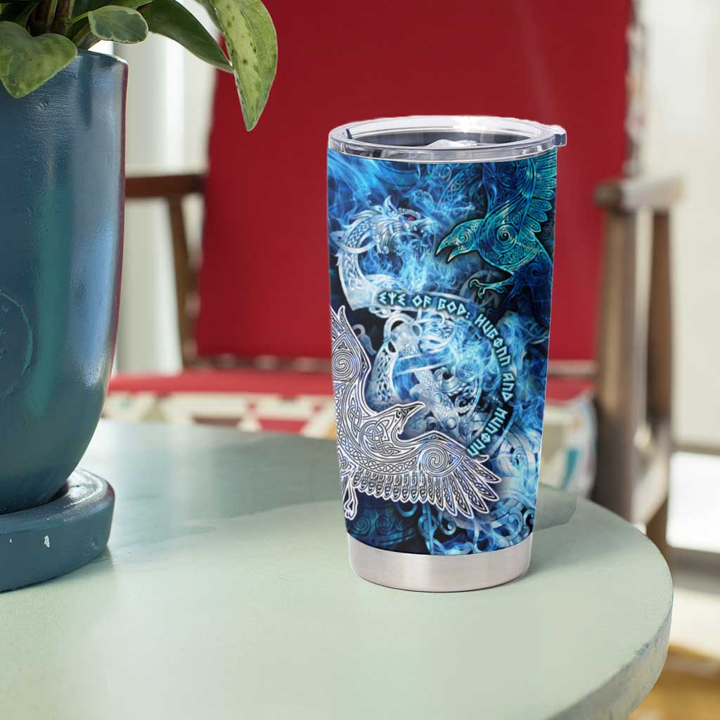 Eye of God Huginn and Muninn Viking Tumbler Cup Odin Ravens in Frostflame and Runeflight Style