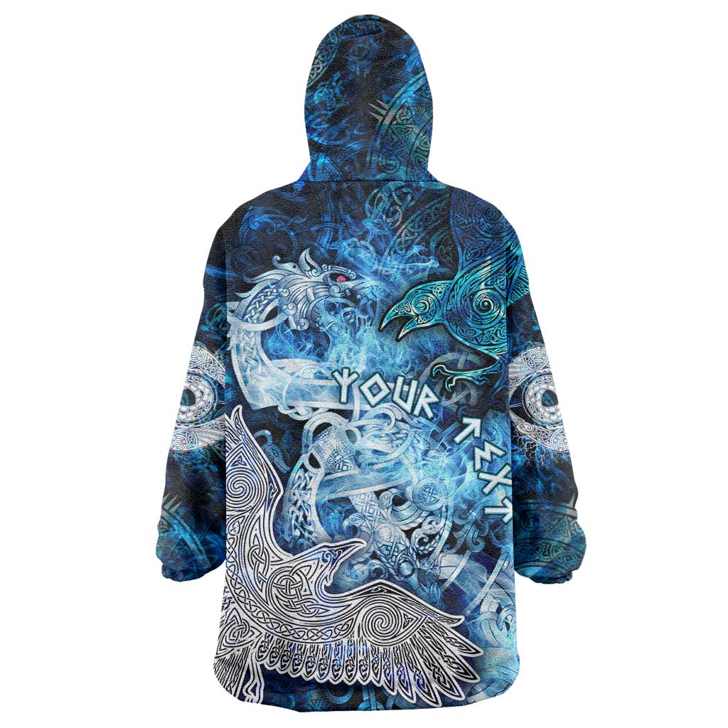 Eye of God Huginn and Muninn Viking Wearable Blanket Hoodie Odin Ravens in Frostflame and Runeflight Style