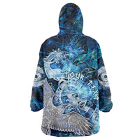 Eye of God Huginn and Muninn Viking Wearable Blanket Hoodie Odin Ravens in Frostflame and Runeflight Style