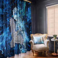 Eye of God Huginn and Muninn Viking Window Curtain Odin Ravens in Frostflame and Runeflight Style