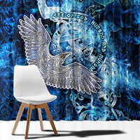 Eye of God Huginn and Muninn Viking Window Curtain Odin Ravens in Frostflame and Runeflight Style
