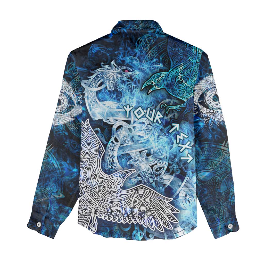 Eye of God Huginn and Muninn Viking Women Casual Shirt Odin Ravens in Frostflame and Runeflight Style