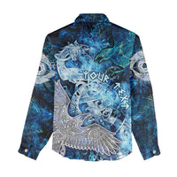 Eye of God Huginn and Muninn Viking Women Casual Shirt Odin Ravens in Frostflame and Runeflight Style