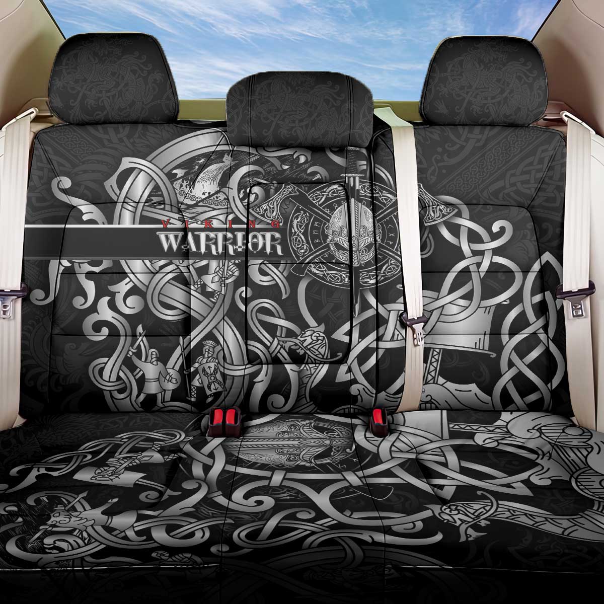 Viking Warrior Back Car Seat Cover Tales Entwined in Nordic Knotwork