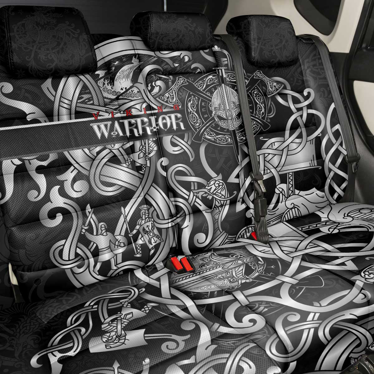 Viking Warrior Back Car Seat Cover Tales Entwined in Nordic Knotwork