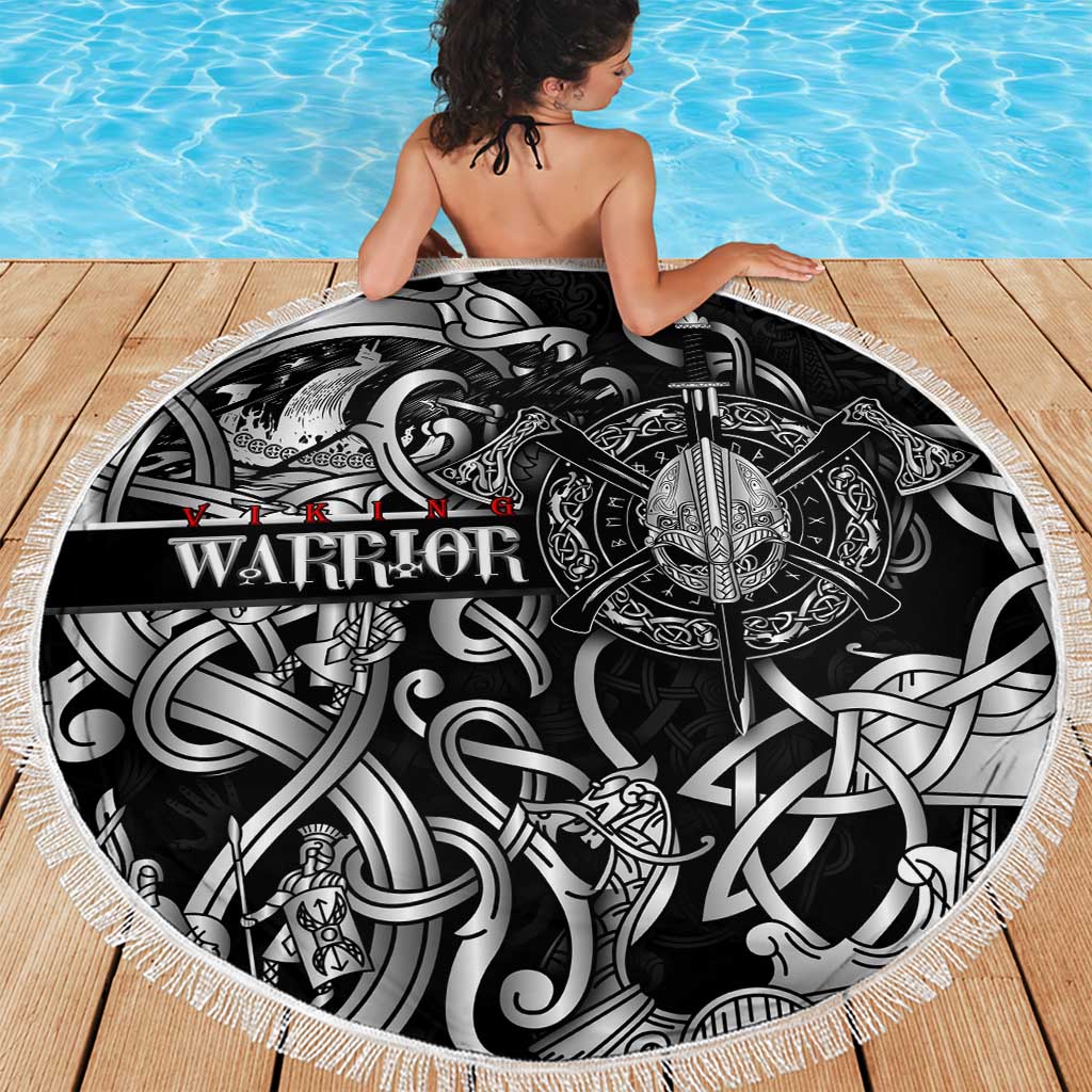 Viking Warrior Beach Blanket Tales Entwined in Nordic Knotwork