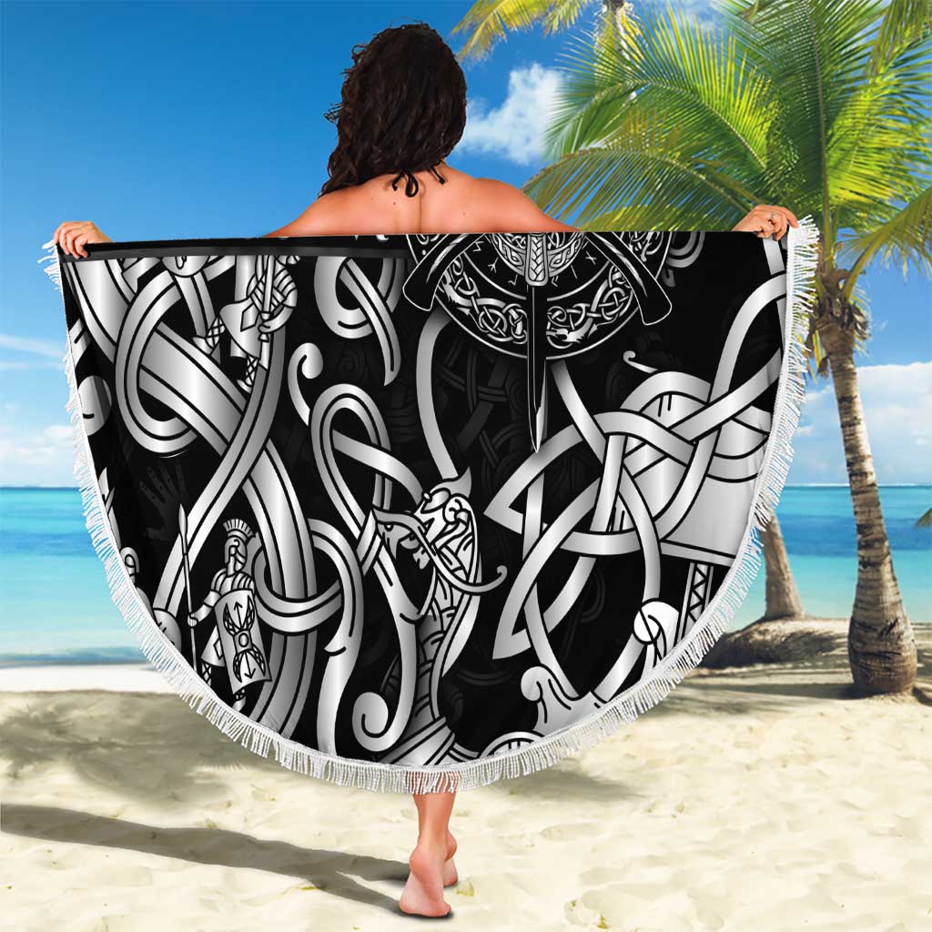 Viking Warrior Beach Blanket Tales Entwined in Nordic Knotwork