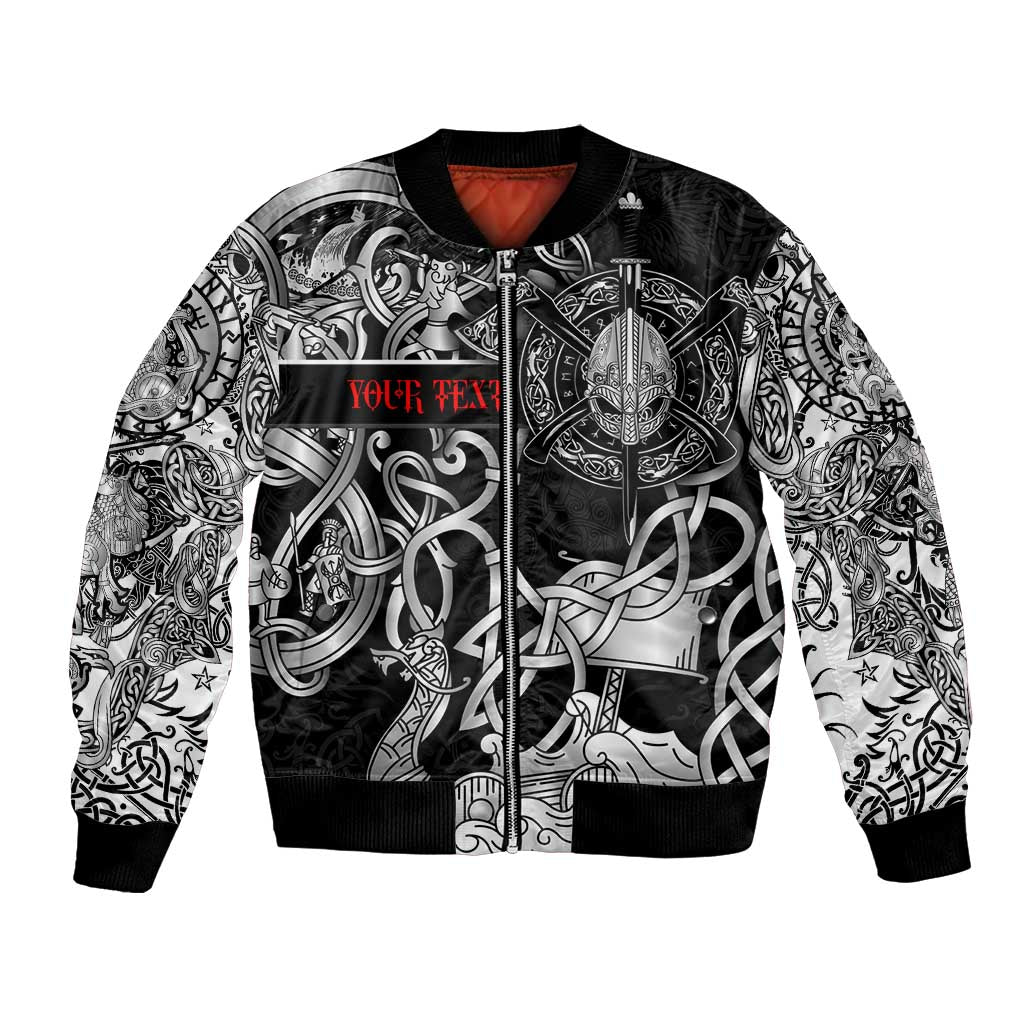 Viking Warrior Bomber Jacket Tales Entwined in Nordic Knotwork