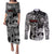 Viking Warrior Couples Matching Puletasi and Long Sleeve Button Shirt Tales Entwined in Nordic Knotwork