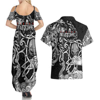 Viking Warrior Couples Matching Summer Maxi Dress and Hawaiian Shirt Tales Entwined in Nordic Knotwork