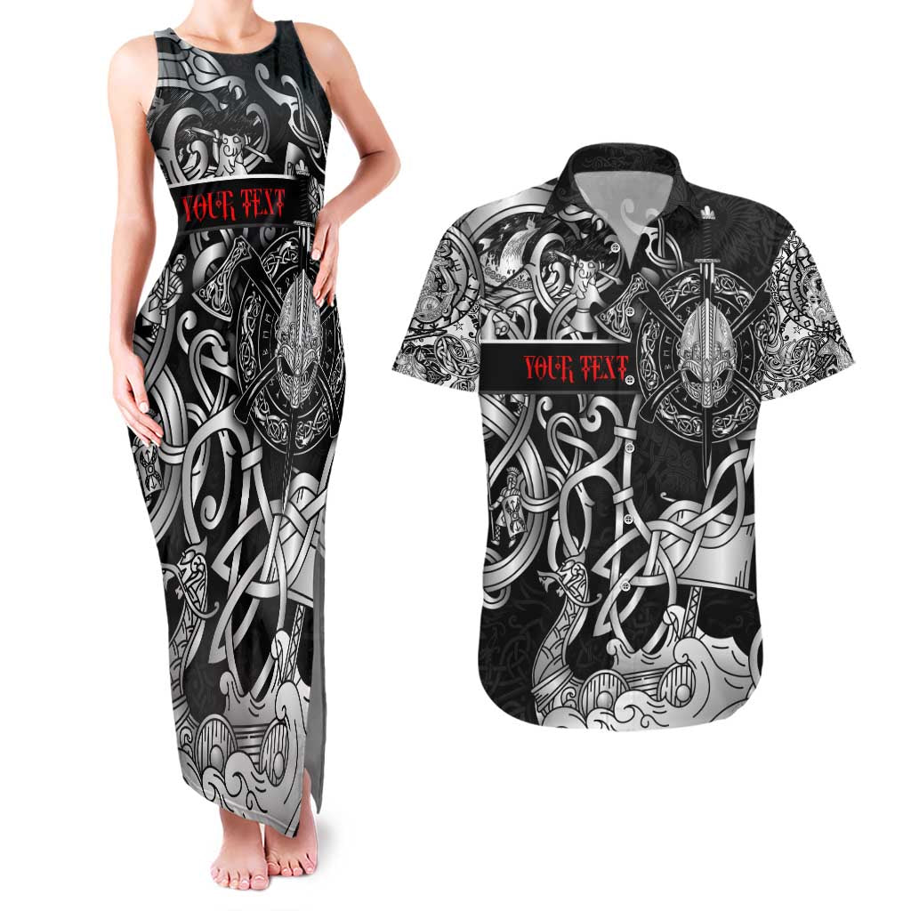 Viking Warrior Couples Matching Tank Maxi Dress and Hawaiian Shirt Tales Entwined in Nordic Knotwork