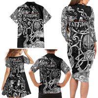 Viking Warrior Family Matching Long Sleeve Bodycon Dress and Hawaiian Shirt Tales Entwined in Nordic Knotwork