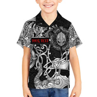 Viking Warrior Family Matching Long Sleeve Bodycon Dress and Hawaiian Shirt Tales Entwined in Nordic Knotwork
