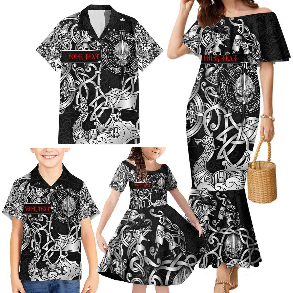 Viking Warrior Family Matching Mermaid Dress and Hawaiian Shirt Tales Entwined in Nordic Knotwork