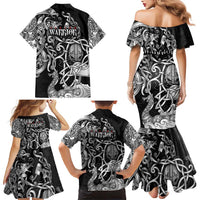 Viking Warrior Family Matching Mermaid Dress and Hawaiian Shirt Tales Entwined in Nordic Knotwork
