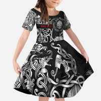Viking Warrior Family Matching Off The Shoulder Long Sleeve Dress and Hawaiian Shirt Tales Entwined in Nordic Knotwork