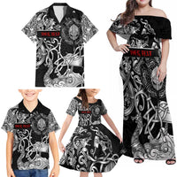 Viking Warrior Family Matching Off Shoulder Maxi Dress and Hawaiian Shirt Tales Entwined in Nordic Knotwork