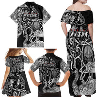 Viking Warrior Family Matching Off Shoulder Maxi Dress and Hawaiian Shirt Tales Entwined in Nordic Knotwork