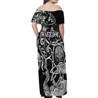 Viking Warrior Family Matching Off Shoulder Maxi Dress and Hawaiian Shirt Tales Entwined in Nordic Knotwork